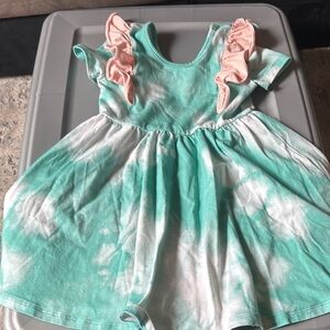 Kids' Aqua and Pink Ruffle Dress